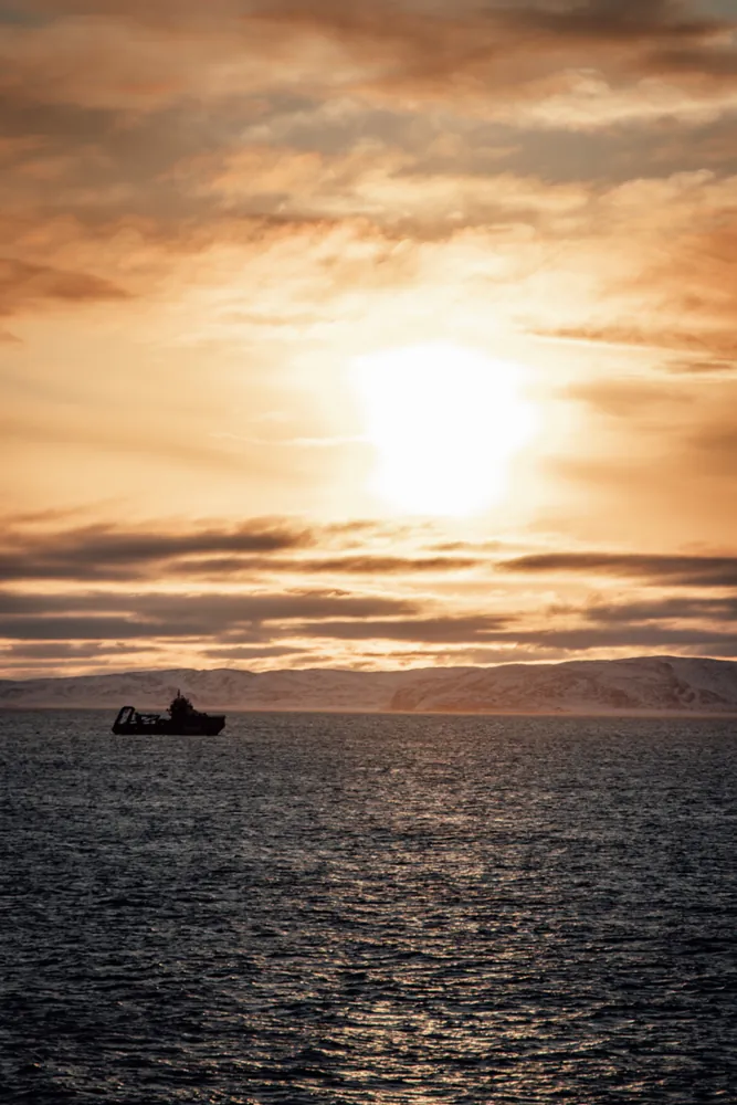 Sunset at sea photographed from the tanker