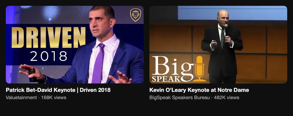 Two reference full keynote videos, 168K and 482K views