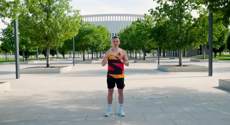 Final frame from a client video: outdoor talking-head video in a park