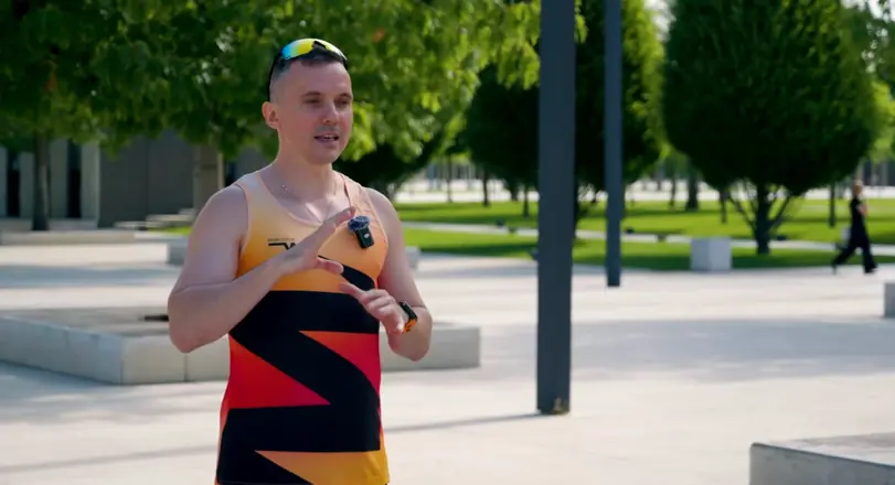 Final frame from a client video: outdoor talking-head video in a park