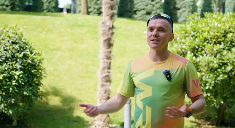Final frame from a client video: outdoor talking-head video in a park