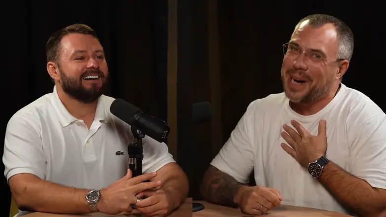 Final frame from a client video: podcast, two-shot